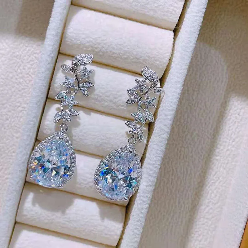 

Funmode Gold Color Clear Water Drop Piercing Pendant Earrings For Women Big Pendant Earrings for Women Wholesale FE329