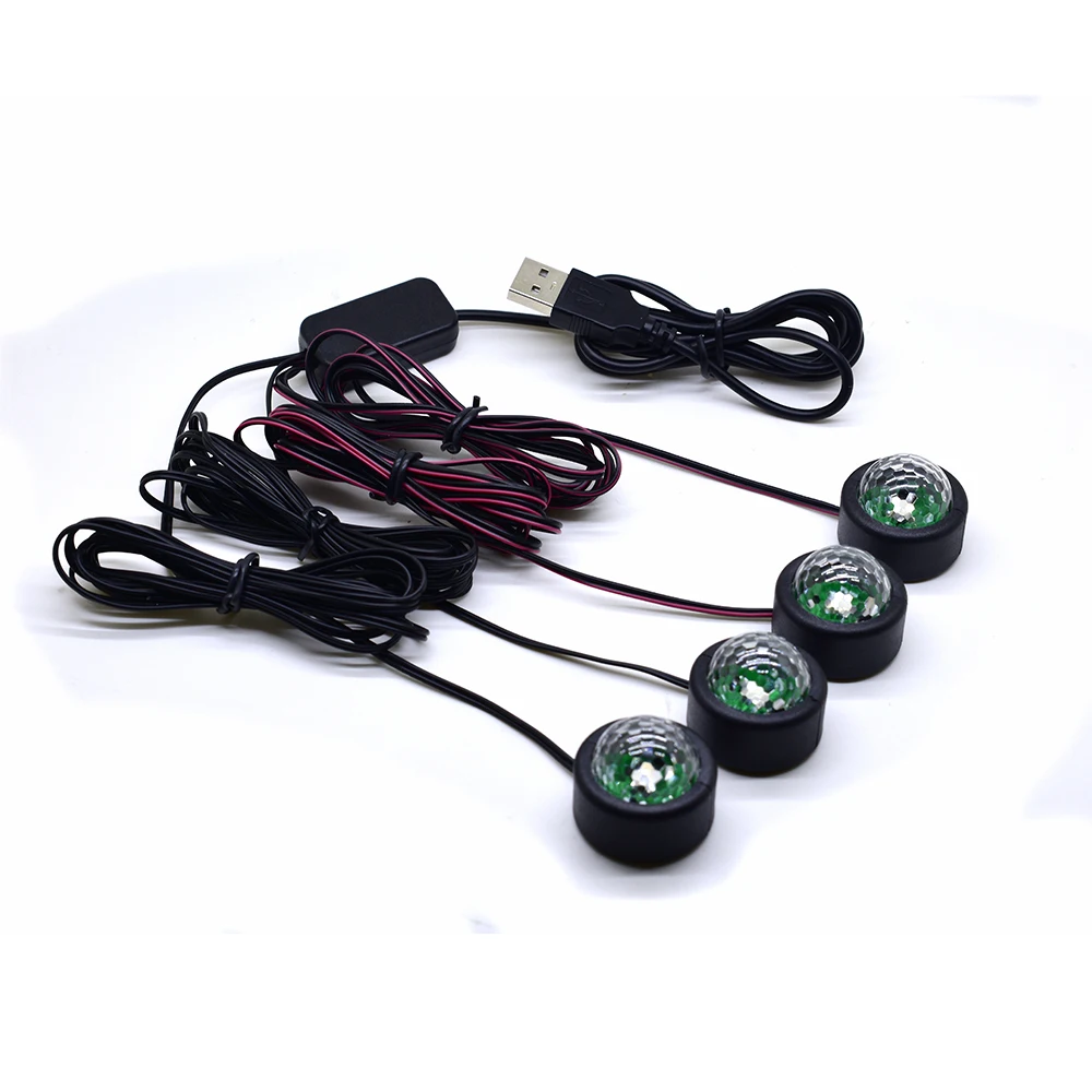 4 шт. светодиодный Автомобильный USB атмосферный свет DJ RGB Мини Красочный музыкальный звук лампа USB-C поверхность телефона для фестиваля вечерние караоке