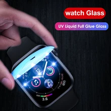 21D протектор экрана из закаленного стекла для Apple Watch Series 5 4 полное покрытие УФ Клей 40 44 мм пленка 38 42 мм протектор экрана