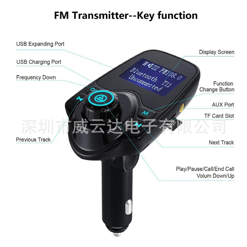T11 автомобильный bluetooth-плеер Автомобильный MP3 автомобильный Bluetooth Hands-free телефон TF карта музыкальный плеер
