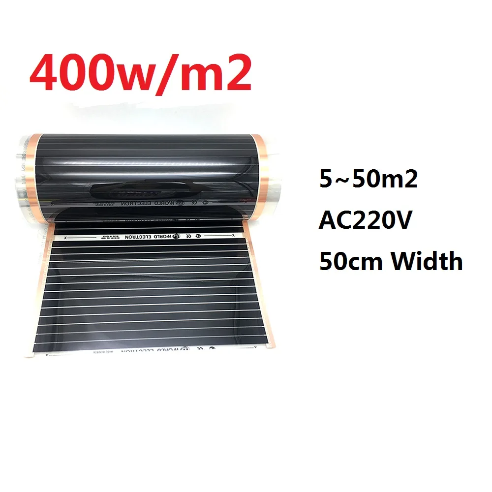 

5~50m2 Infrared 400w/m2 Carbon Heating Film AC220V Underfloor Mat Home Heater
