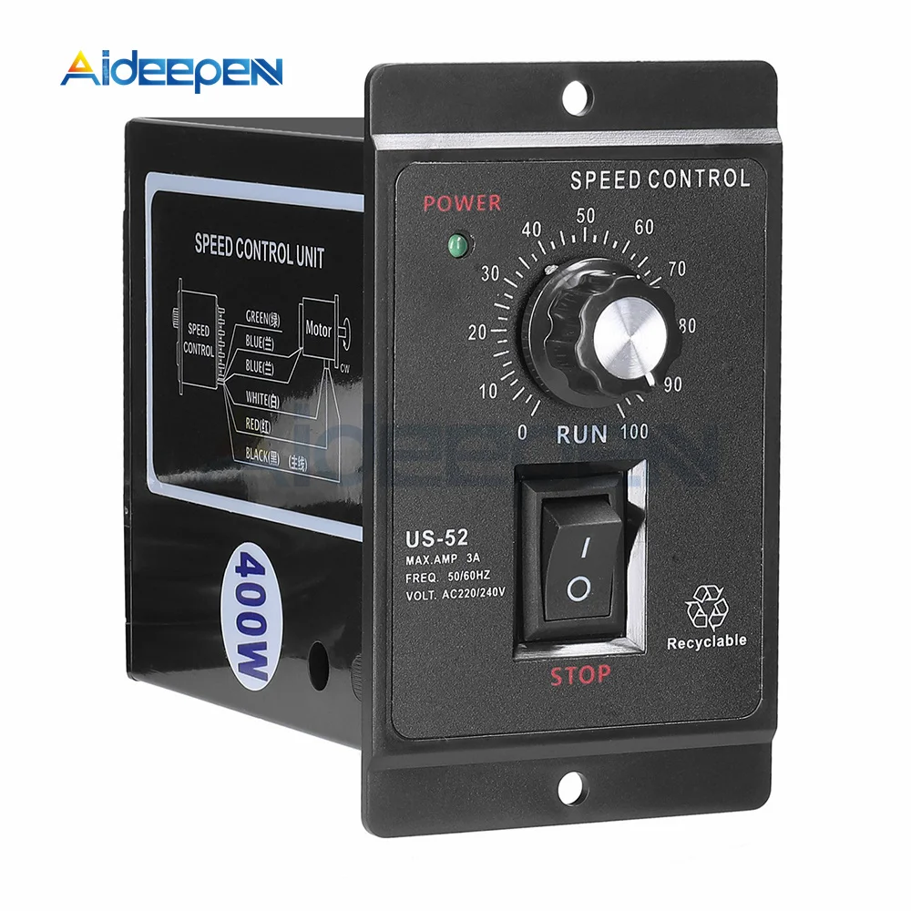 Mini 400W AC 220V Motor Speed Controller Pinpoint Regulator Forward and Backward 