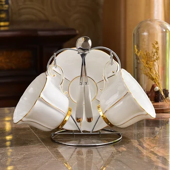 

European Retro Bone China Coffee Set English Afternoon Tea Set Ceramic Teapot / Sugar Bowl / Milk Pot / Coffee Cup Mug Dish Set