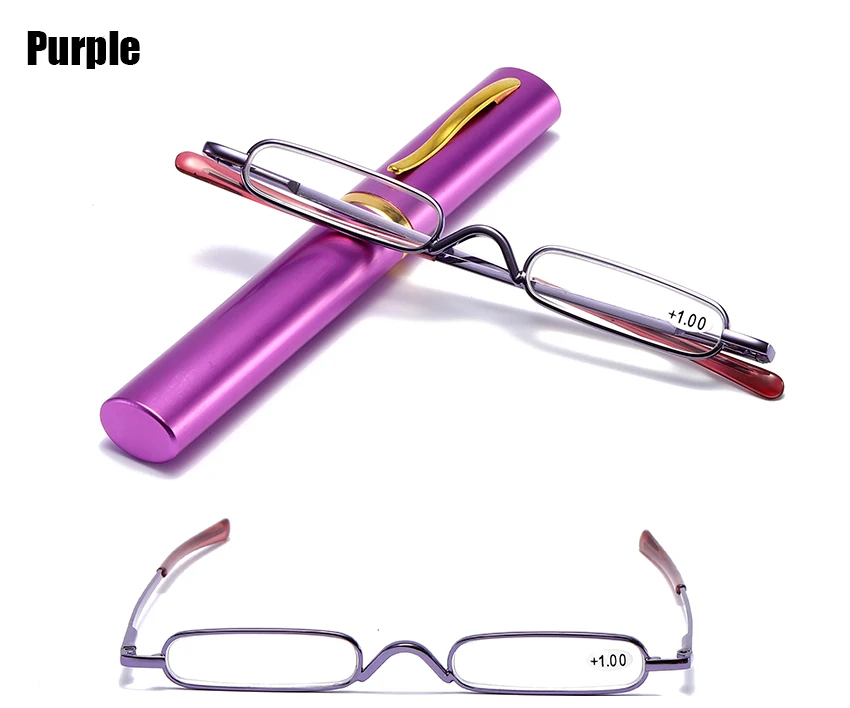 SOOLALA мини тонкий компактный ридер очки для чтения женщин и мужчин дешевые карманные очки для чтения с ручкой клип туба чехол+ от 1,0 до 3,5