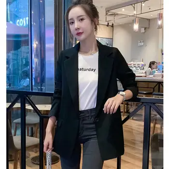 

GOOHOJIO 2020 New Fashion Office Lady Formal Female Jackets Fashionable Solid Color Chic Women Blazer Work Wear Tops Outerwear