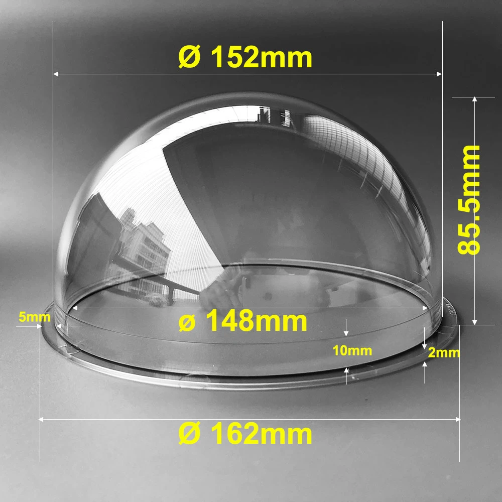 6 Inch 162x85mm Clear Protective Dome Cover For PTZ Camera Transparent Acrylic Plexiglass Lens