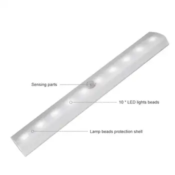

Motion Sensor Night Light Potable 10 LED Closet Lights Battery Powered Wireless Cabinet IR Infrared Motion Detector Wall Lamp