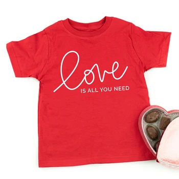 

Love Is All You Need Kids Valentine Shirts Boys Girls Valentine Day TShirts Unisex Holiday Tee Shirts Children Sweet Heart Tops