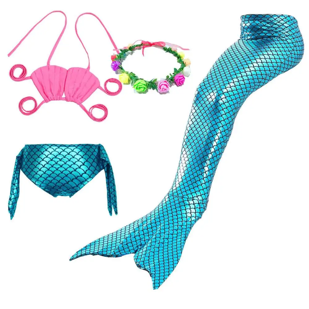 Купальник с изображением Русалочки Моноласты, хвосты для купания ребра Косплэй Детский комплект бикини для девочек купальный одеяло «хвост русалки» костюм для девочек Swimmabl - Цвет: 5PCS With Fin