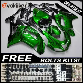 

Custom motorcycle fairing for ZX6R 2007-2008 ABS motor panels Body Kit Injection mold green+gifts