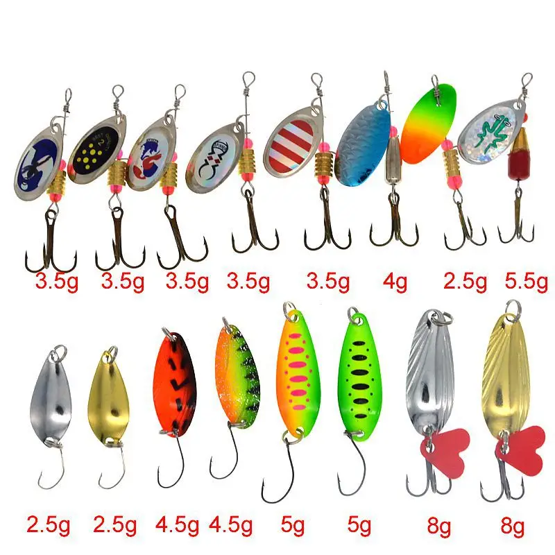5X Fishing Lures Pike Trout Bass Spoons Spinners Bait Metal Tackle Crankbait New