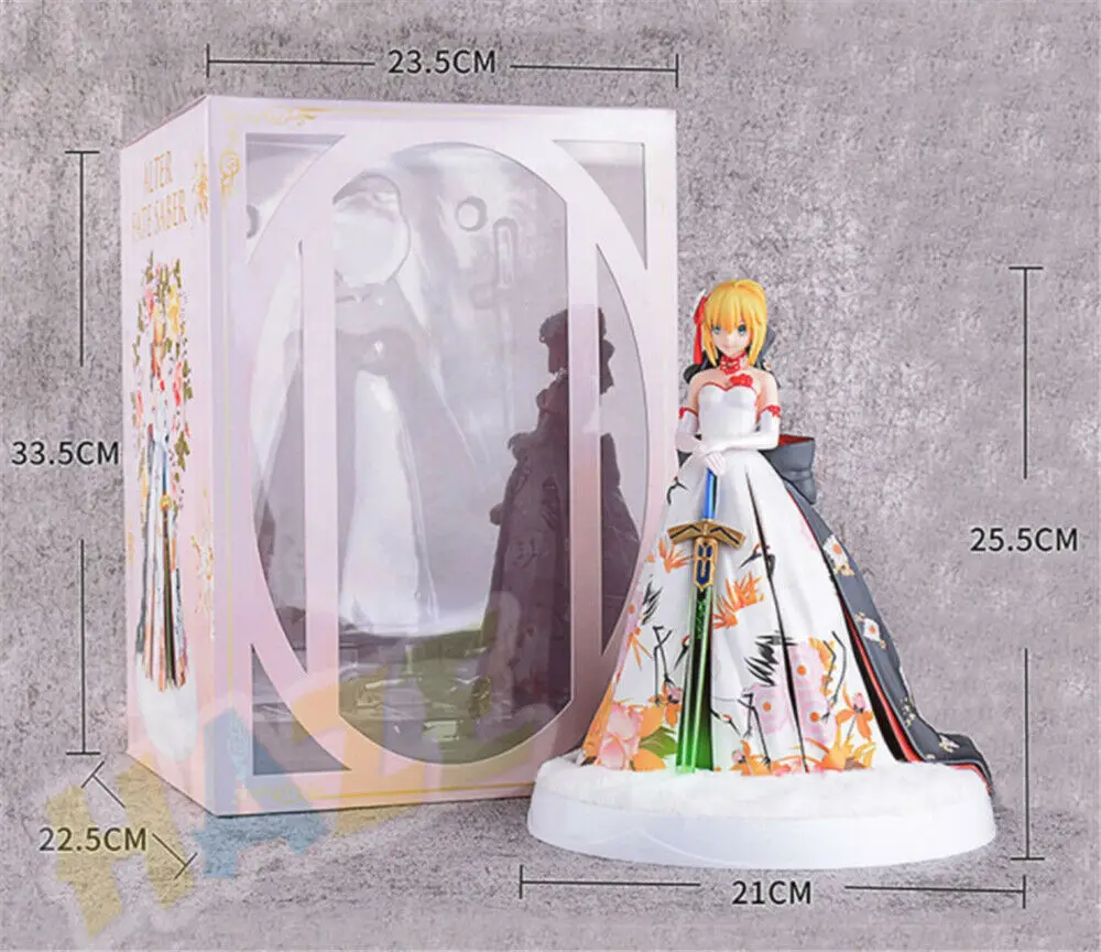 

Fate/Stay Night Saber Kimono Dress LED Light Base PVC Action Figure Toys Collection Anime Figure Toy Kids Gift In Box