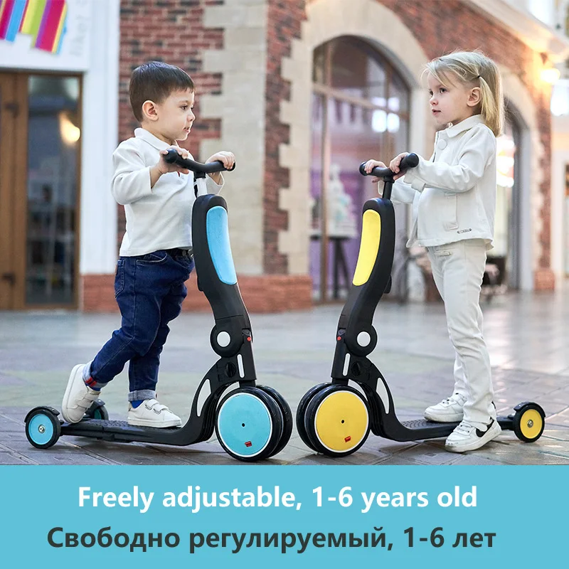  5-in-1 kids scooter 1-6 years multifunctional scooter foldable and portable stroller