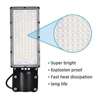 

6PCS Ultra-thin Led Flood Light 100W 220V SMD 2835 Led Outdoor Lighting Waterproof Led Street Light with Bracket 9000LM