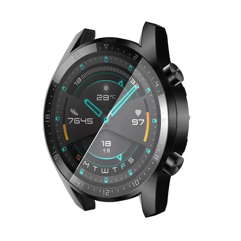 Black Защитный чехол для huawei watch GT 2 46 мм мягкий ТПУ полный защитный чехол для huawei Gt протектор для часов крышка аксессуары - Цвет: Black