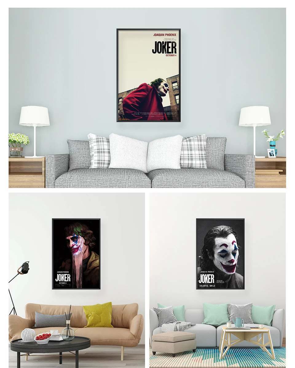Настенный художественный плакат на холсте с изображением Джокера, водостойкие настенные принты,, фильм Джокера Хоакина для гостиной, домашний декор
