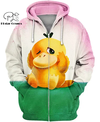zip hoodies PLstar Космос Покемон из японского аниме Psyduck Милые 3d толстовки/Толстовка зима осень забавные длинные selvee Harajuku уличная одежда - Цвет: zip hoodies