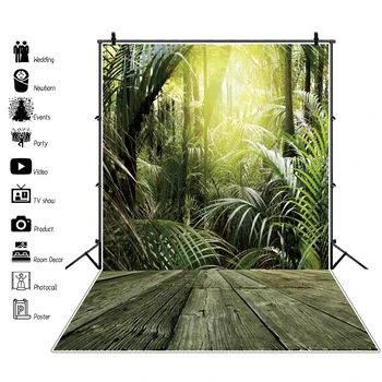 

Tropical Backgrounds For Photography Shrub Forest Green Old Wooden Floor Baby Child Scenic Photo Backdrop Photocall Photo Studio