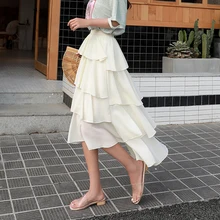 Элегантная плиссированная летняя юбка в горошек, многослойная Асимметричная юбка, Женская юбка, Женская юбка, Faldas Mujer Moda