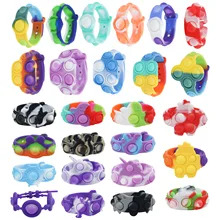 Bracelet à fossettes en Silicone souple, jouet anti Stress, Fidget Pops, décompression, cadeau 