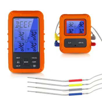 

Wireless Digital Meat Thermometer with Probes and Meat Injector Remote Range Cooking Food Thermometer for Grilling BBQ