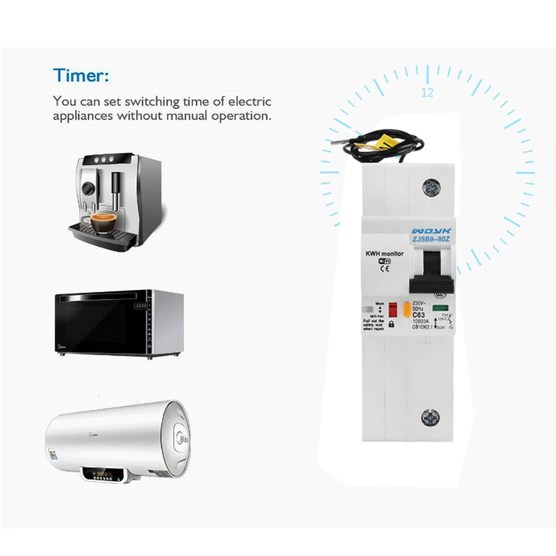  1P WiFi Smart Circuit Breaker with Energy monitoring compatible with Alexa and Google home for Smar - 33000024651
