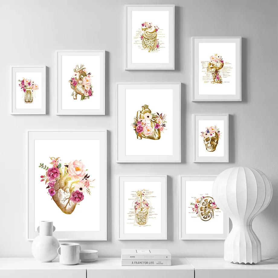 

Brain Heart Tooth Skeleton Human Anatomy Wall Art Print Canvas Painting Nordic Posters And Prints Wall Pictures For Living Room