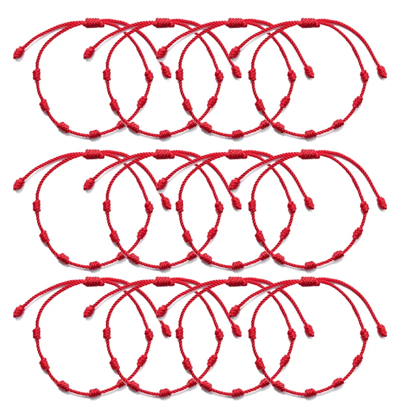 7KnotsRedStringBraceletsforProtectionGoodLuckAmuletforSuccessProsperityHandmade