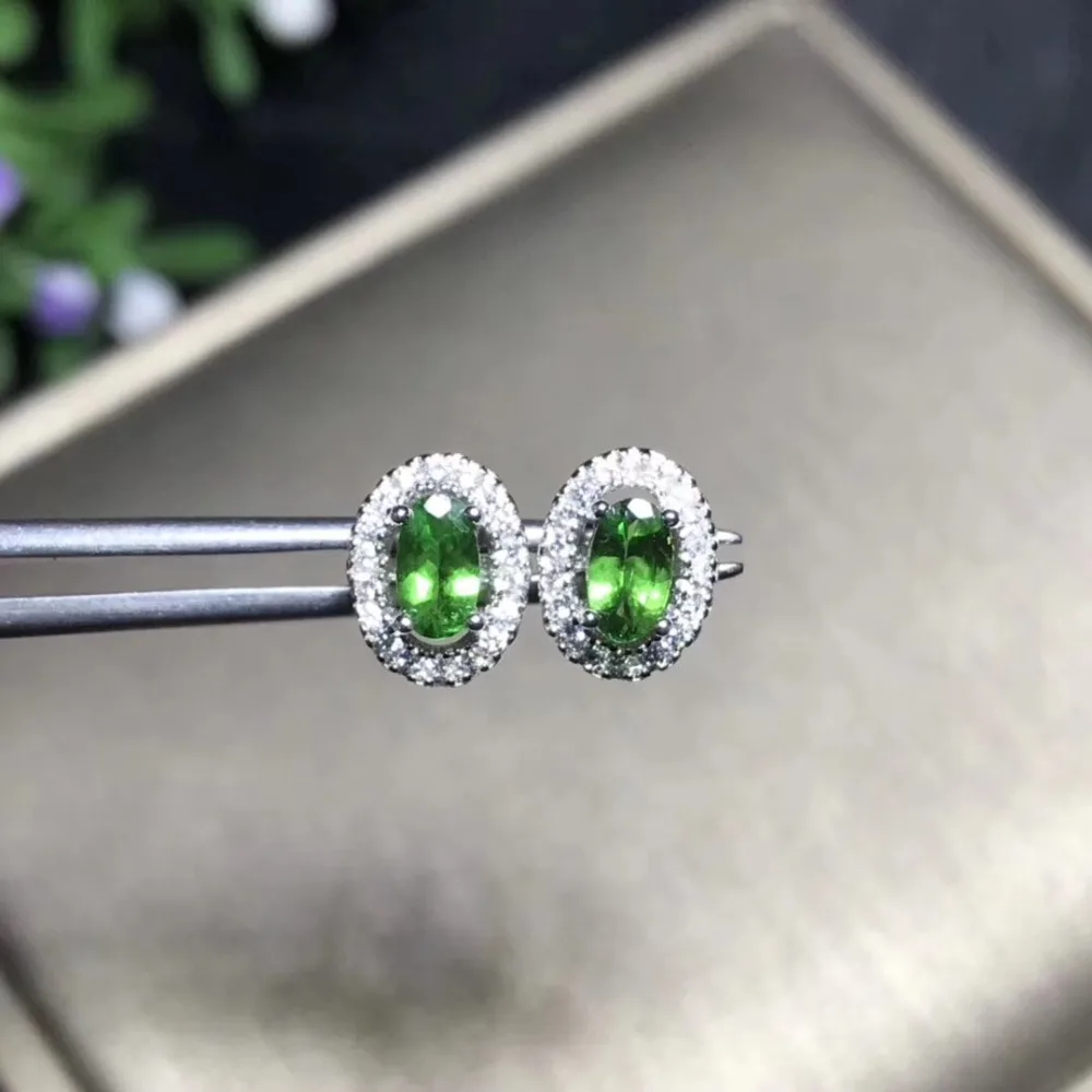Tsavorite GEMSTONE 925 Sterling silver. Ladies ear studs, rare gems, package, but not sensitive. Real precious stones
