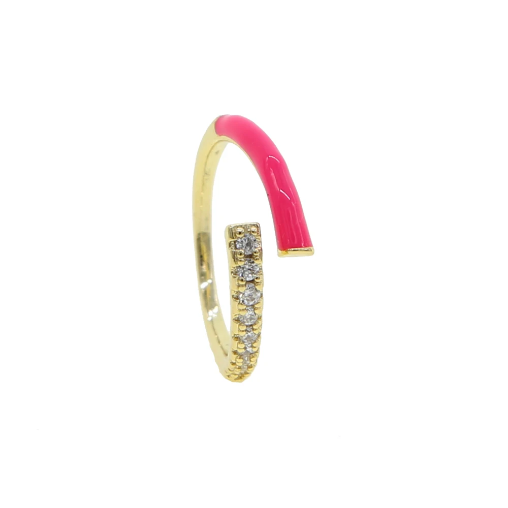 2020 new colorful pink green blue color Neon enamel adjustable size finger ring for women fluorescent fashion jewelry