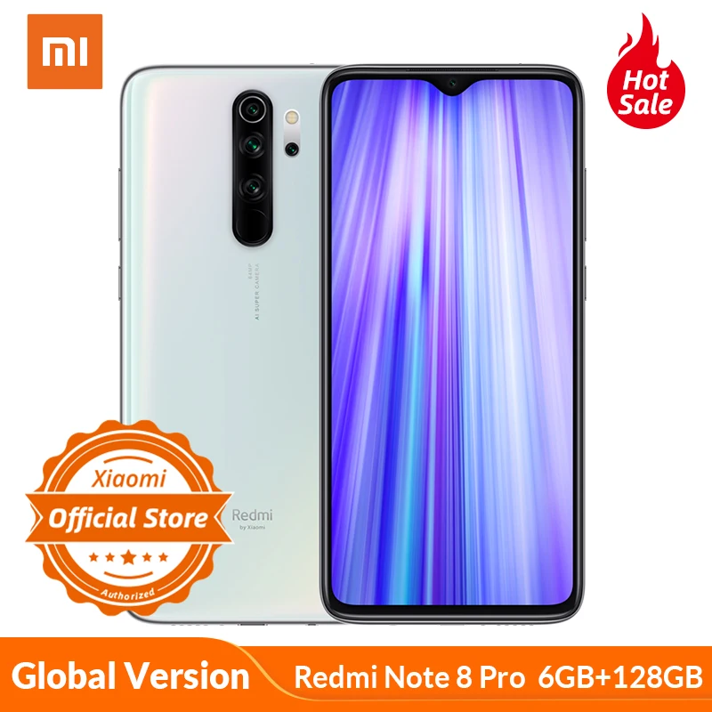 Vente Version mondiale Xiaomi Redmi Note 8 Pro smartphone 6GB 128GB MTK Heilo G90T téléphone portable 64MP Quad caméra NFC 4500mAh 18W charge