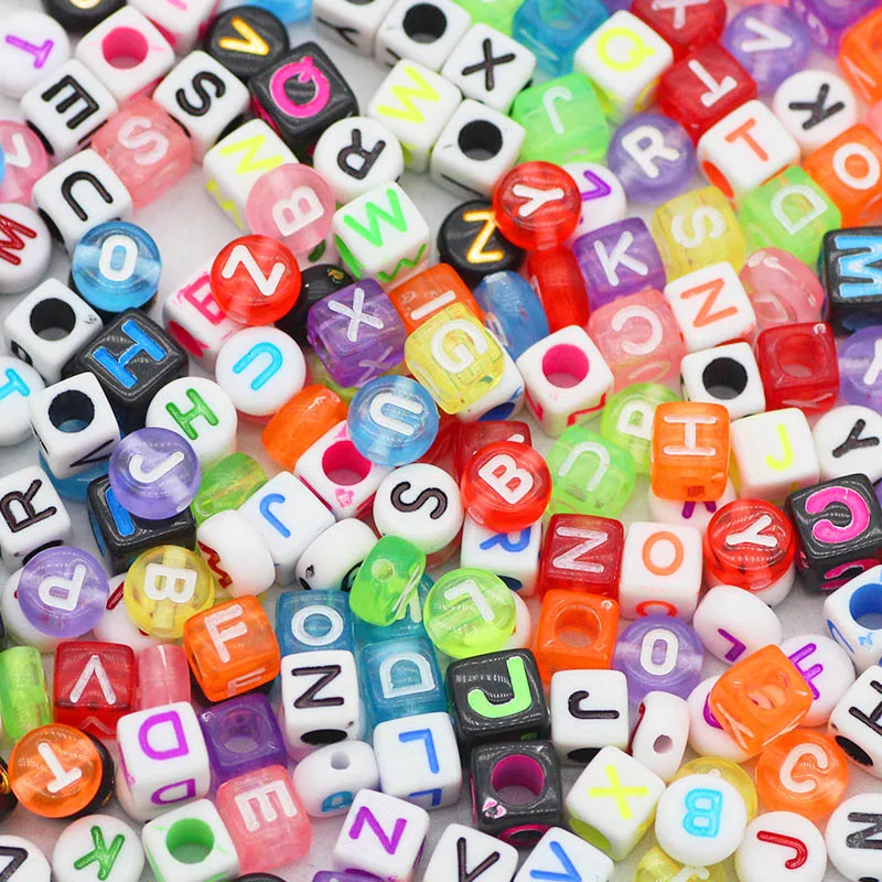 litthing 1200 pieces a-z letter beads 6mm cube sorted alphabet beads and  black acrylic letter bead