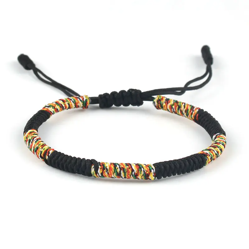 Bracciale Da Uomo Buddismo Tibetano Intrecciato A Mano Regolabile King Kong Knot Rope Chain Bracelet Male Lucky National Style Jewelry