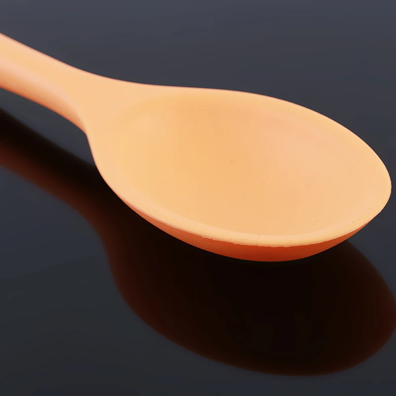 Food Grade Silicone Long-handled Rice Soup Spoon Kitchen Silicone Spoon Flatware Utensils Accessories Solid Color Kids Spoon