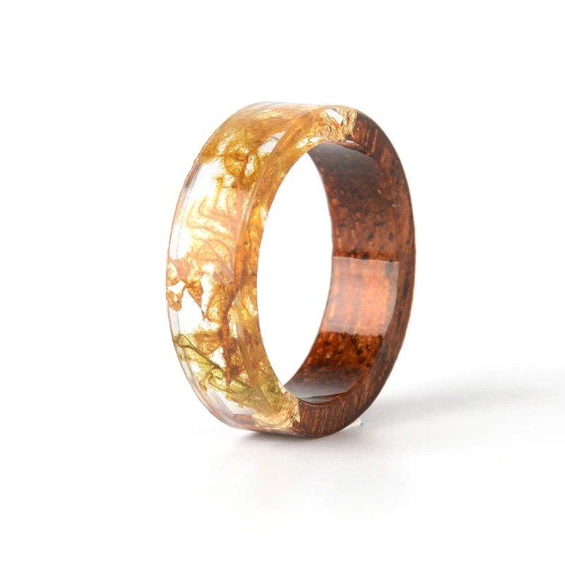 Кольцо из древесной смолы, прозрачное кольцо из эпоксидной смолы, модное свадебное ювелирное изделие ручной работы с сушеным цветком, кольцо для женщин, дизайн - Цвет основного камня: M