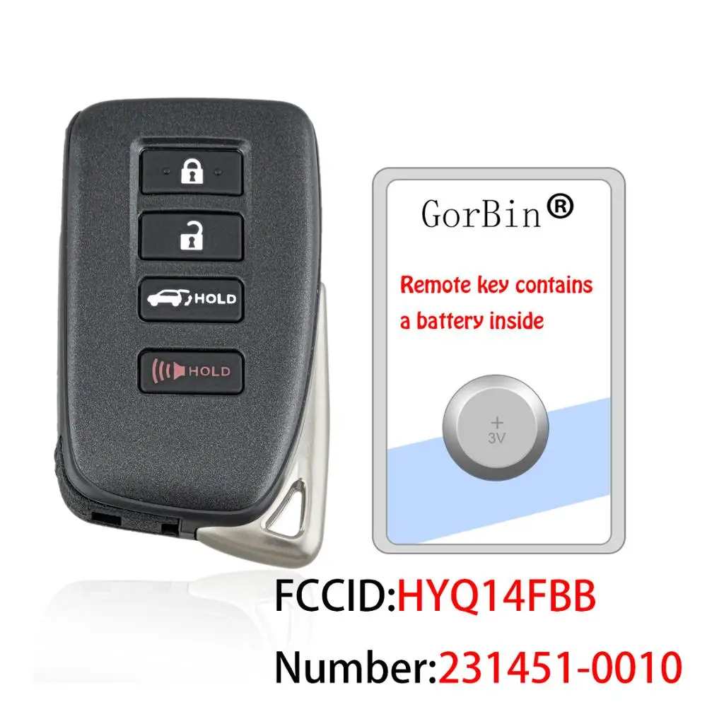

for Lexus RX350 RX450h 2016-2018 Remote Smart Car Key Fob HYQ14FBB 231451-0010 'G' Board 314.3MHz 3+1/4 Buttons