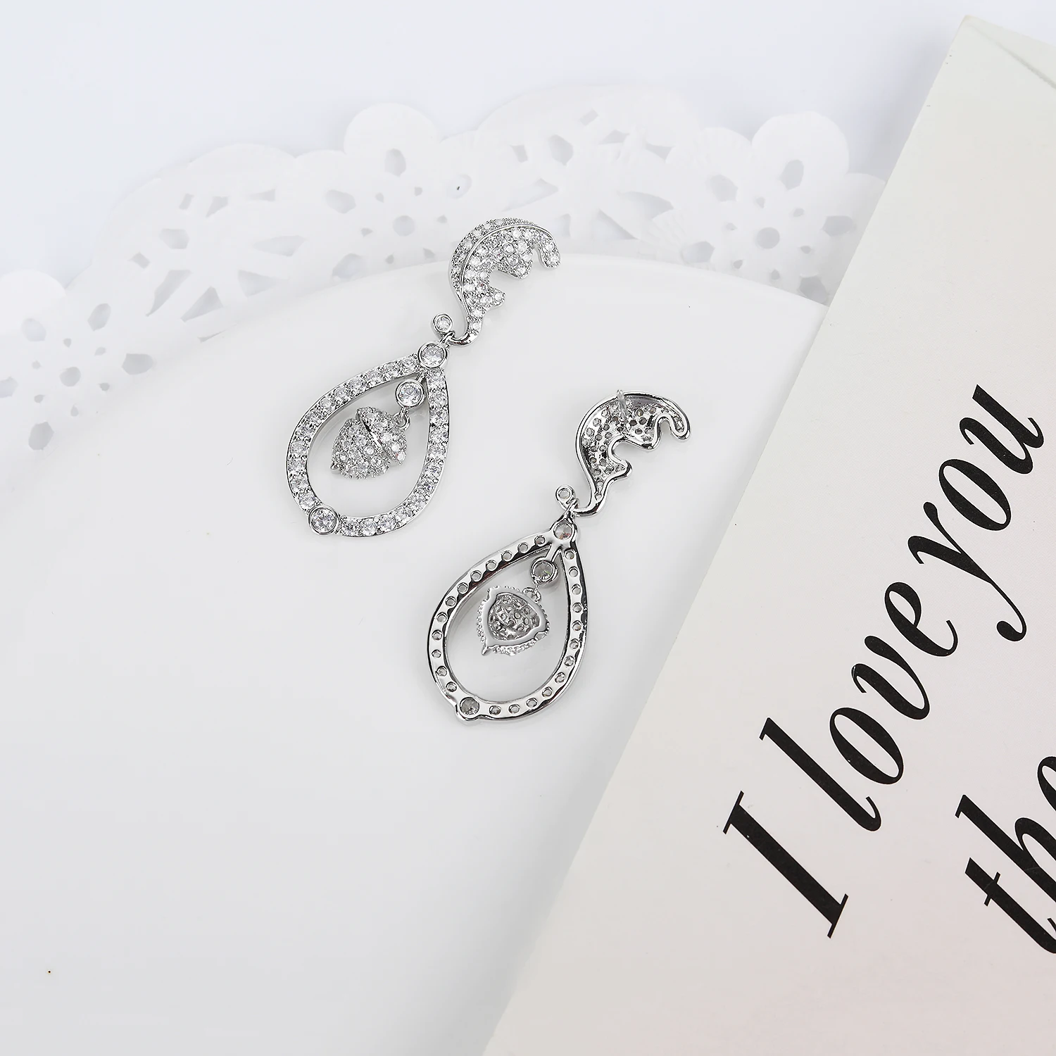 Cubic Zircon CZ Princess Kate Middleton Earring,Wedding Dangle Earring for Bridal Women Girl Prom Jewelry CE11128A 6