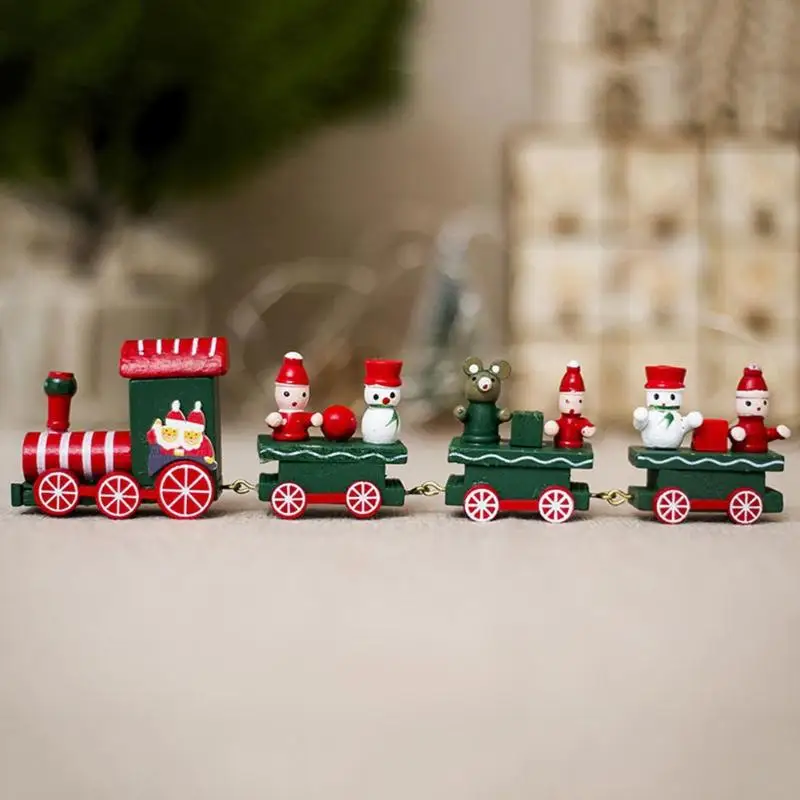 Мини рождественские деревянные игрушки поезд Современный подарок детские игрушечные транспортные средства детский подарок фестиваль окна декоративные аксессуары
