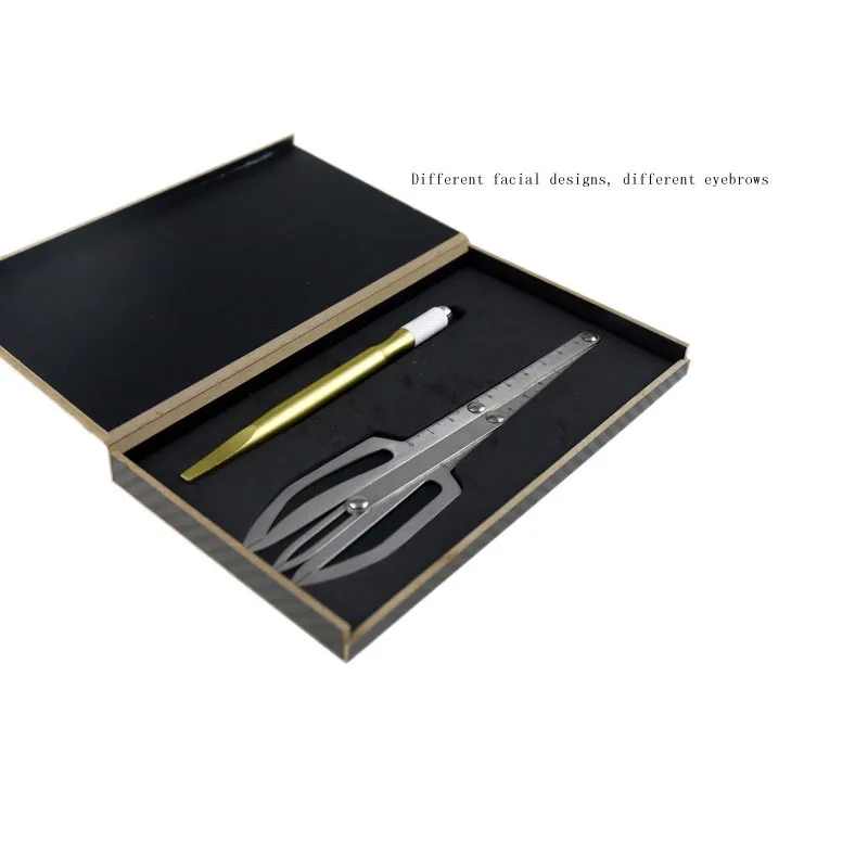 

tainless Steel Eyebrow Ruler Caliper Golden Ratio Eyebrow Ruler Tattoo Ruler with Reusable Stainless Steel Pen