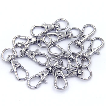 

100Pcs Silver Tone Swivel Lobster Clasps Bag Key Rings Jewelry Making Findings Charms 3.2x1.3cm