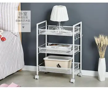

Kitchen Shelf Landing Multi-layer Movable Trolley Shelf Vegetable Basket Shelf