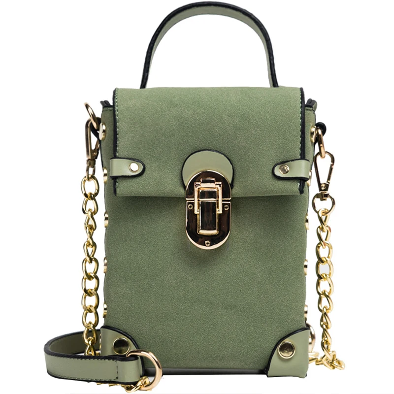 

Retro Fashion Suede Small Tote Bag 2019 New Quality Nubuck Leather Women's Designer Handbag Lock Chain Shoulder Messenger Bag
