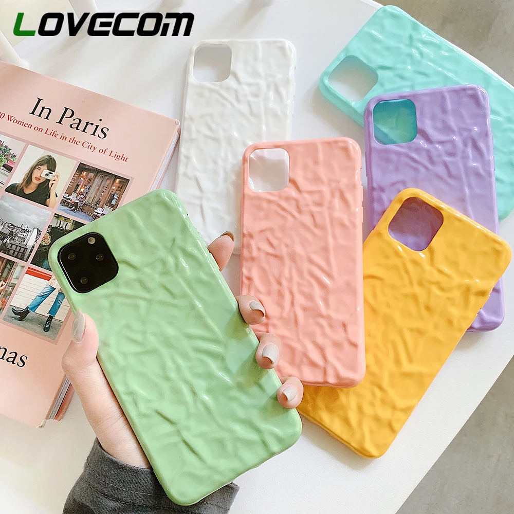 

LOVECOM Candy Color Uneven Phone Case For iPhone 11 Pro Max XR XS Max 6 6S 7 8 Plus X Soft TPU Electroplated Back Cover Coque