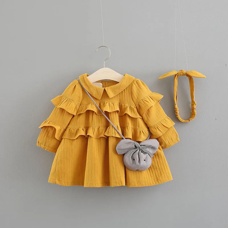Летняя Повседневная Милая одежда для маленьких девочек; однотонное нарядное платье принцессы с оборками; одежда; Новинка 123 года; платье для малышей