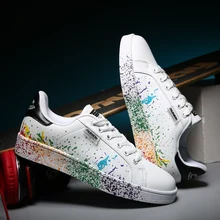 Новые кроссовки модные дышащие мужские женские туфли для скейтбординга повседневная обувь на платформе со шнуровкой женские белые теннисные туфли