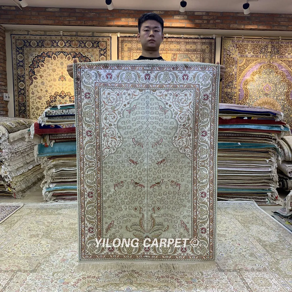 Yilong 2,7 'x4' Тебриз шелковый ковер Дерево жизни vantage ручной работы изысканный турецкий Шелковый коврик(HF202B