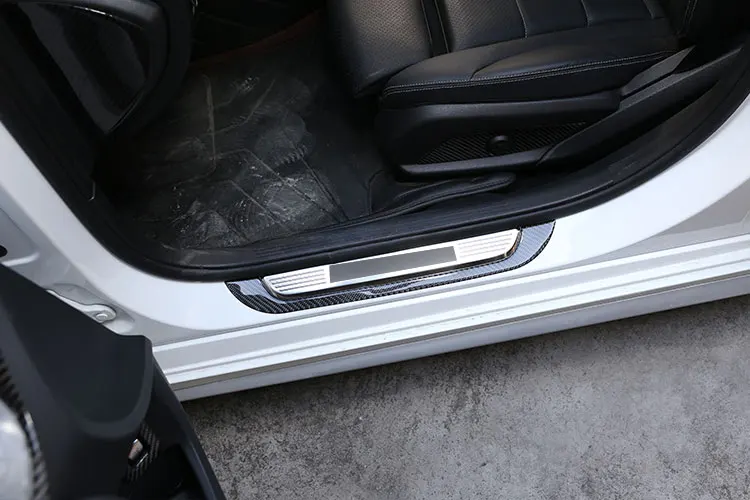 Для Mercedes Benz C Class W205 C180- Настоящее углеродное волокно автомобиля снаружи порога защитная накладка 3D наклейка