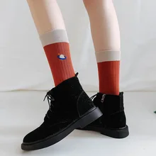 Носки женские осенние и зимние новые Мультяшные с вышивкой Вселенная женские носки без пятки милые Повседневные Носки Женские Смешные носки Харадзюку