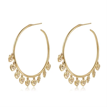 

European and American New Zircon Transparent CZ Champagne Gold Earrings Cubic Zirconia Simple Heart-shaped Noble Ladies Earrings