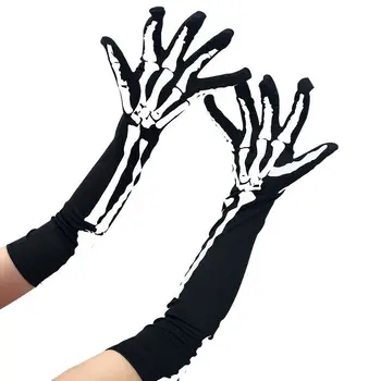

Men Women Unisex Halloween Skeleton Gloves Cosplay Party Props Skull Long Glove Hot Sale Saints' Day Gloves Mittens 2019 New